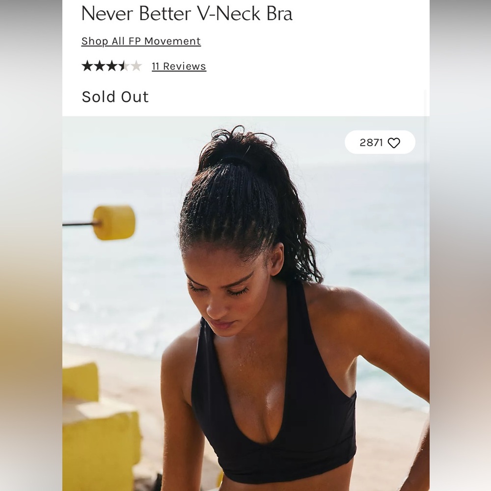 Free People Movement Never Better V Neck Bra EUC